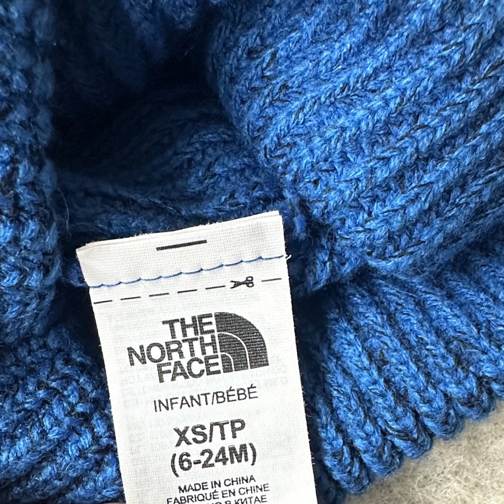 The North Face Kids Blue Knit Hat and Mittens - Picture 2 of 3